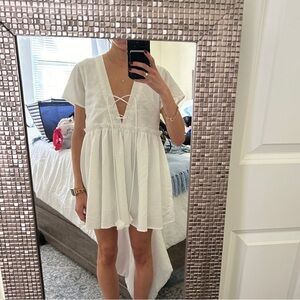 Princess Polly white baby doll mini dress